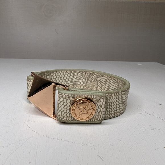 BCBG Generation Faux Leather Rose‎ Tone Snap Bracelet - Picture 2 of 4